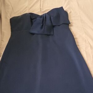 Carlynn Satin Bow Size 4 Navy Blue Lilly Pulitzer Strapless Navy Dress with Bow